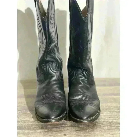 JUSTIN 6911 Black Classic Western Cowboy‎ Boots Mens 7.5 main image 9